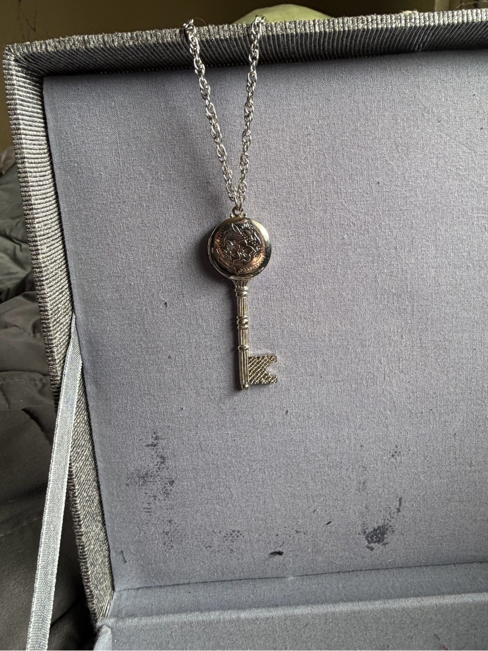 Ornate Silver Key Pendant Necklace